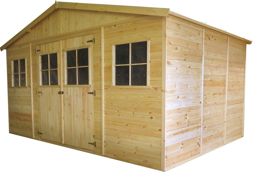Gartenhütte Holz München - 4,14 x 3,20 Meter aus vorgefertigten Elementen