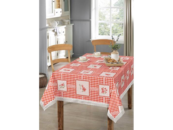 Pflegeleichte Wachstuch-Tischdecke, Rot, Größe 110 (Tischdecke, 110/140 cm)