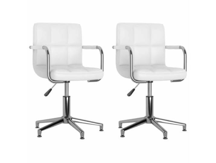 LMTYOENFG Esszimmerstühle 2er Set Drehbar Weiß Kunstleder Moderne Drehsessel mit stufenloser Höhenverstellung für Esszimmer, Wohnbereich und Studio.