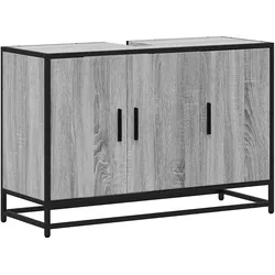 Helloshop26 - Retro Bad-Waschbeckenunterschrank 90 x 33 x 60 cm stilvoller Stauraum aus grauem Sonoma-Holz