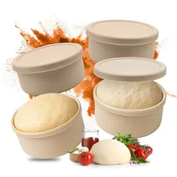 Relaxdays Pizzaballenbox mit Deckel 4er Set Beige