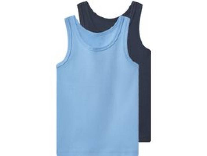LUPILU® Maillots de corps pour enfants, 2 pièces. (bleu marine/bleu clair, 6-8 ans)