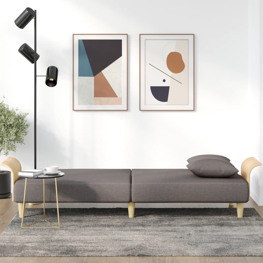 vidaXL Canapé-lit avec accoudoirs taupe tissu