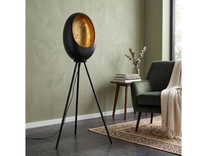 Staande lamp E27 Eggy zwart goud van Countryfield