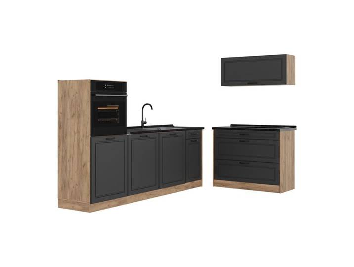 Cuisine R-Line 220cm plan de travail Anthracite Anthracite campagne/Chêne doré Vicco 68126
