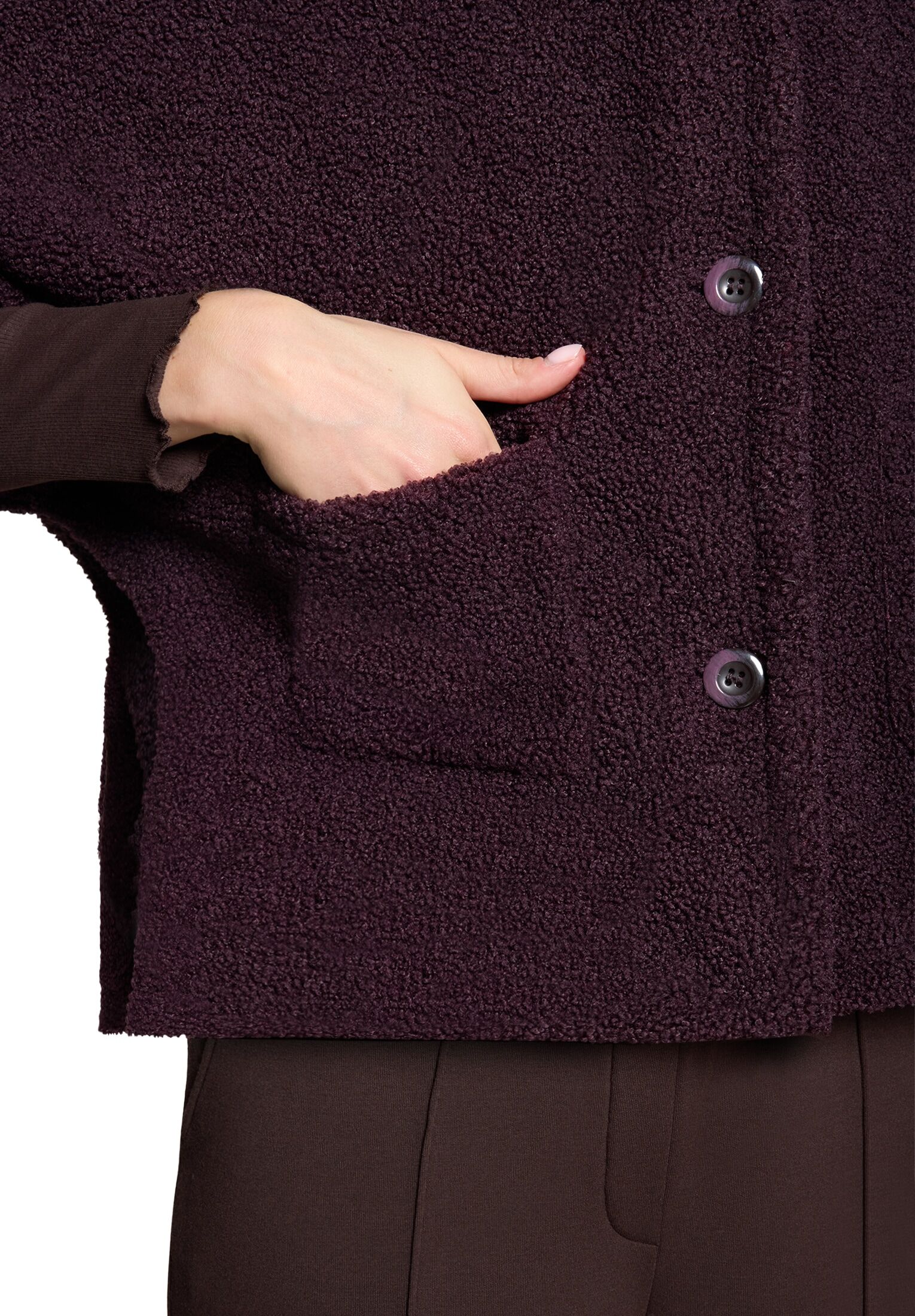 Cape CARTOON "Cape mit aufgesetzten Taschen", Damen, Gr. 34, lila (schwarz dahlia), Obermaterial: 100% Polyester PES., Jacken Cape