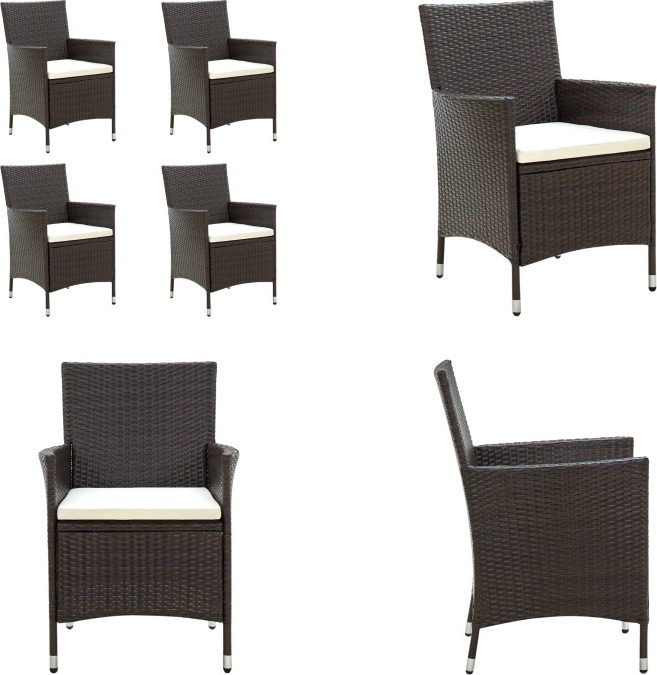 vidaXL Gartenstühle mit Sitzpolster 4 Stk. Poly Rattan Braun - Gartenstuhl - Gartenstühle - Outdoor Stuhl - Outdoor Stühle