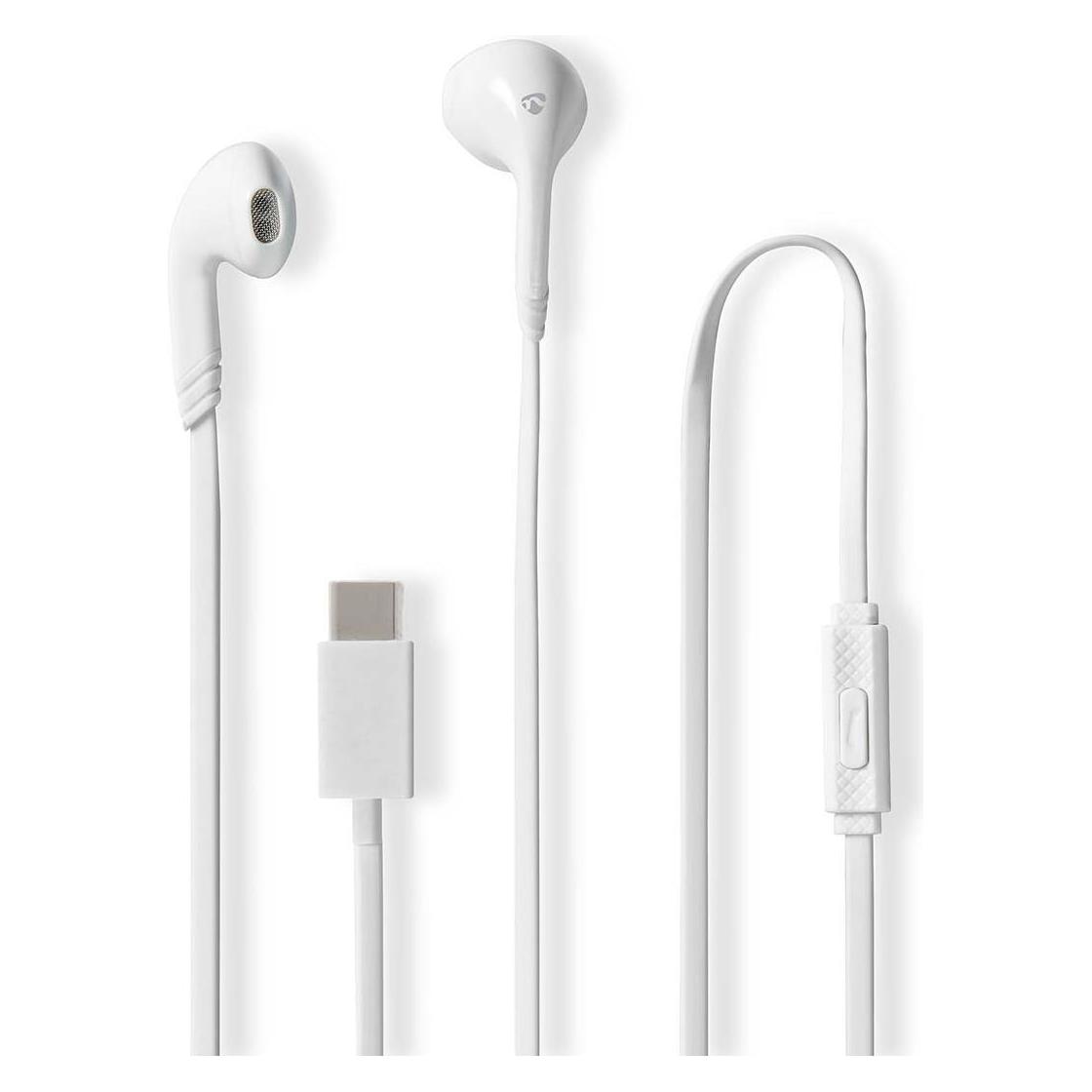 Nedis Kopfhörer mit Kabel | USB-C | Kabellänge: 1.20 m | Eingebautes Mikro | Lautstärke-Regler | We (Kabelgebunden) (HPWD4024WT)