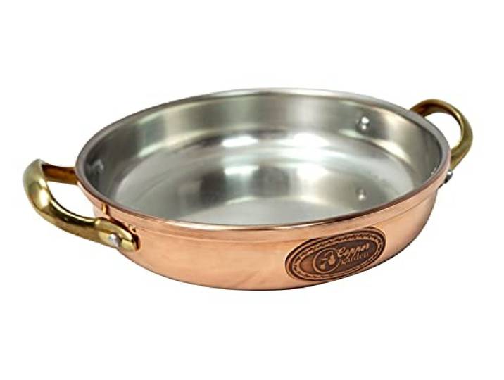 Copper Garden Kupfer Schmorpfanne 28 cm mit Griffen I lebensmittelecht verzinnt: Ideale Wärmeleitung/-verteilung I hoch & stabil zum Braten, Überbacken, Servieren etc.