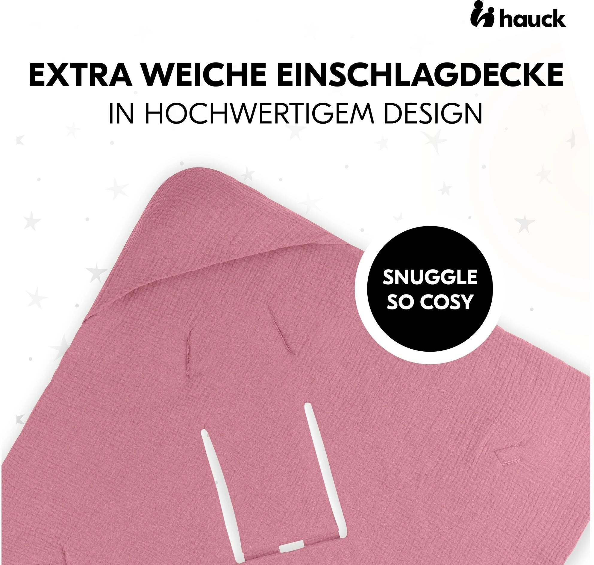 Einschlagdecke HAUCK "Snuggle so Cosy", Baby, Gr. B/L: 75cm x 75cm, rosa (berry), Obermaterial: 100% Baumwolle. Füllung: 100% Polyester, Wohndecken Einschlagdecke berry B/L: 75cm x 75cm