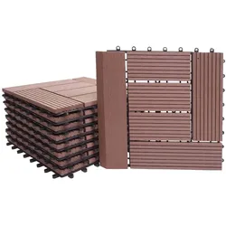 Décoshop26 - 11 WPC-Fliesenplatten in Holzoptik für Balkon/Terrasse 30 x 30 cm = 1 m2 Kaffeefarbe 04_0006199 04_0006199