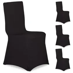 Relaxdays 8 x Stuhlhussen in Schwarz Schwarz