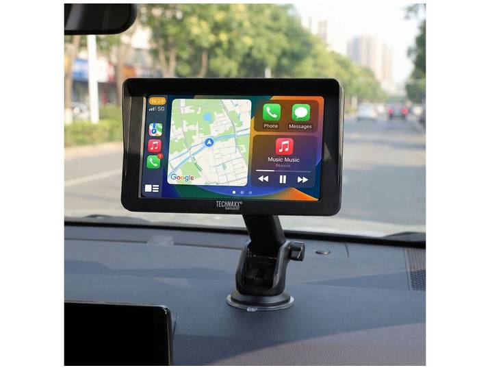 Technaxx 7 Wireless CarPlay & Android Auto Monitor DAB+ Bluetooth AUX 12/24V Autoradio (7 Touchscreen-Monitor mit kabellosem CarPlay, Android Auto & DAB)