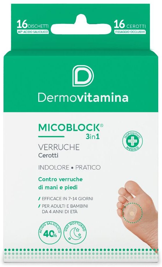 PASQUALI SpA Dermovitamina Micoblock 3in1 Verruche Cerotti, 16 Dischetti