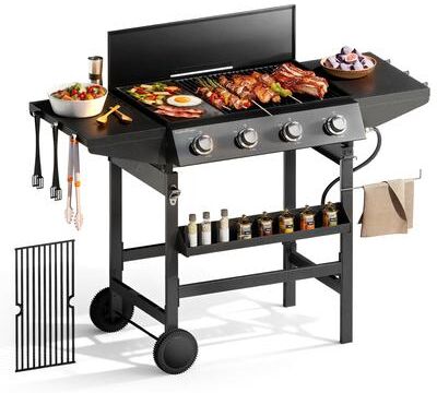 MAISON ARTS 3-in-1 All-in-One Propane Gas Grill with 482 Sq. In. Cooking Area, 52,000 BTU