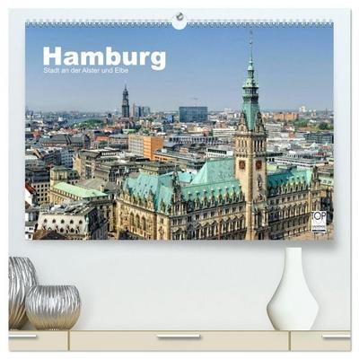 Hamburg Stadt an der Alster und Elbe (hochwertiger Premium Wandkalender 2026 DIN A2 quer), Kunstdruck in Hochglanz