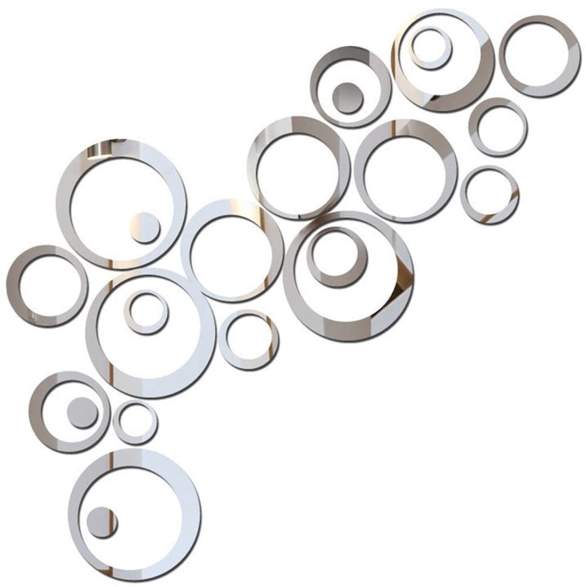 Dailygoods Spiegelmuurstickers 24 Stuks - Ronde Zelfklevende Wanddecoratie