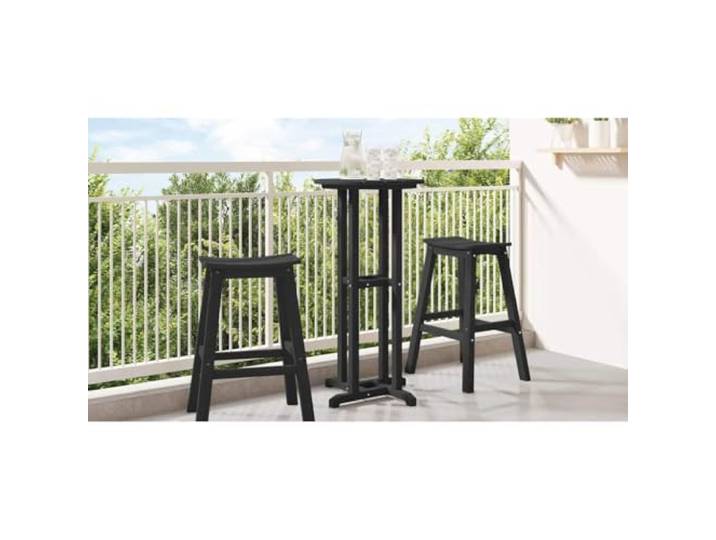KPOUTRFG Runder Bartisch Schwarz 55 x 55 x 107 cm Polyethylen Wetterfest, Robust, Einfache Montage, Ideal für Terrasse und Garten