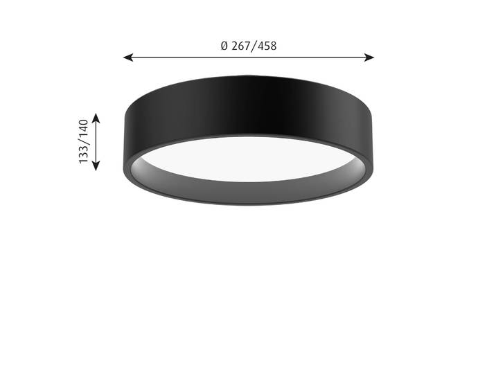 Louis Poulsen LP Circle Decke, Ø 26,7 cm schwarz Circle, dimmbar, schwarz, für Wohn- / Esszimmer, Aluminium, Design