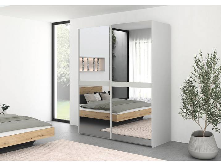Schwebetürenschrank Scale Spiegelfront 181cm Grau/Seidengrau