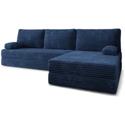 ECKSOFA ANKO modulares Boneless Sofa mit Schlaffunktion Blau Kordstoff