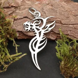 Drachensilber Drache Schmuck Tattoo Stil 925 Silber Anhänger - Silber