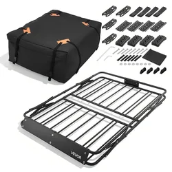 VEVOR Dachträgerkorb 1295 x 914 x 102 mm Dachgepäckkorb mit Klappmechanismus Tragkraft bis 90,72 kg Wetterfester Faltbarer Autodachkorb aus Legierungsstahl Dachtransportkorb Geeignet für SUVs Pickups