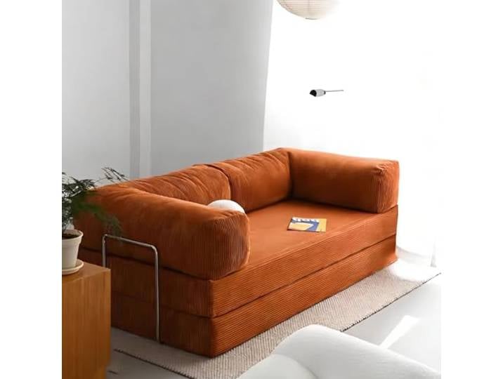 eryssgbf Gepolstertes 3-Sitzer Sofa ohne Holzrahmen, Ecksofa mit Schlaffunktion aus Cord, modernes Cord-Schlafsofa, kompaktes Ecksofa, für Wohnzimmer, 2x2米