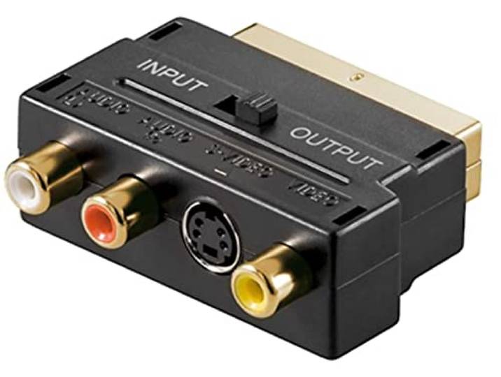 Goobay 50499 Adapter Scart naar audio-video composiet en S-video, In/Out, zwart