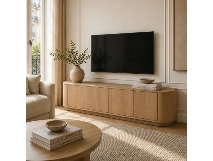 Meuble Tv Design En Chêne Clair 4 Portes Loren