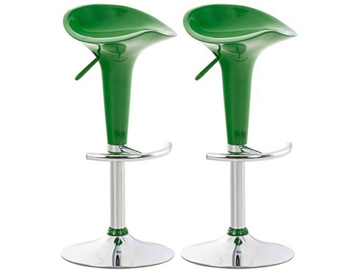 CLP 2er Set Barhocker Saddle Mit Drehbarem Kunsttoffsitz Und Fußablage I Höhenverstellbarer Hocker Mit Metallgestell In Chrom-Optik Farbe grün