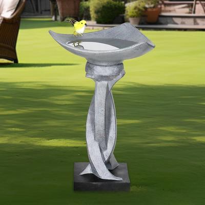 Meedzom "22.8"" H Outdoor Concrete Bird Bath - Perfect for Adding Interest to Garden, Patio, Backyard, Porch and Deck"