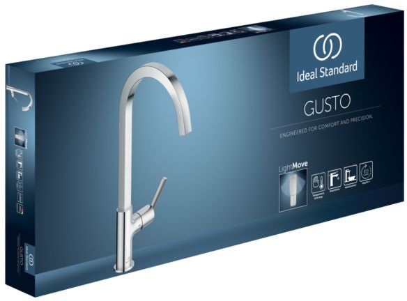Ideal Standard Küchenarmatur BD411AA chrom, mit hohem eckigen Rohrauslauf