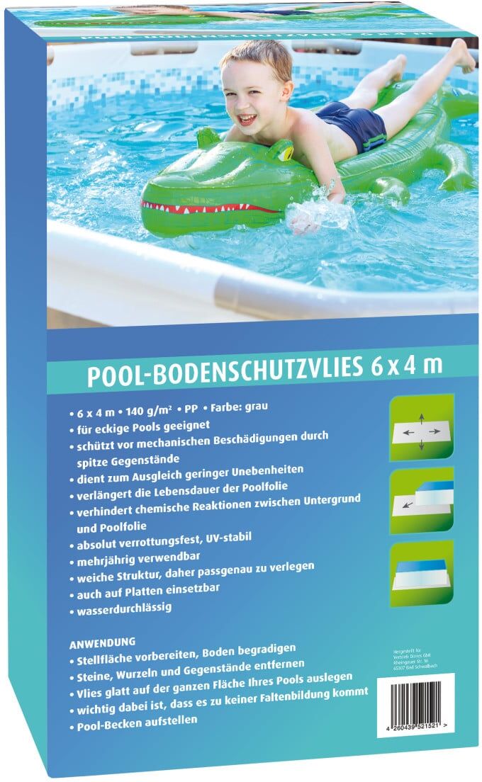Weitere Pool-Bodenschutzvlies grau 6 x 4 m 140 g eckig