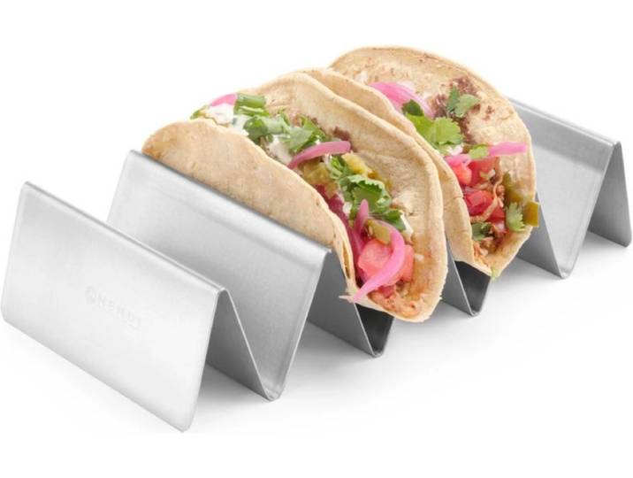 HENDI Taco houder – 4 vakken – roestvrij staal – 225x115x50 mm