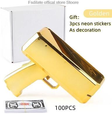 Uplift Picks Party Money Gun Toy Cash Cannon With Fake Money Bills For Events gold