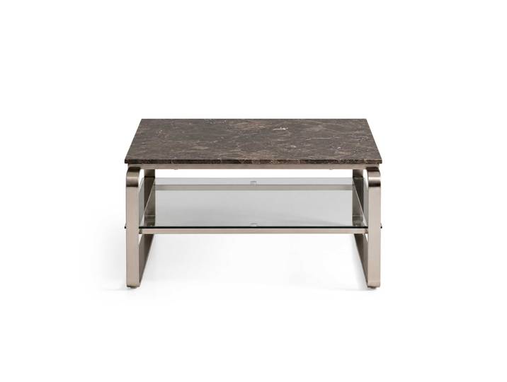 Strata Couchtisch, Marmor Emperador Glas 80x80