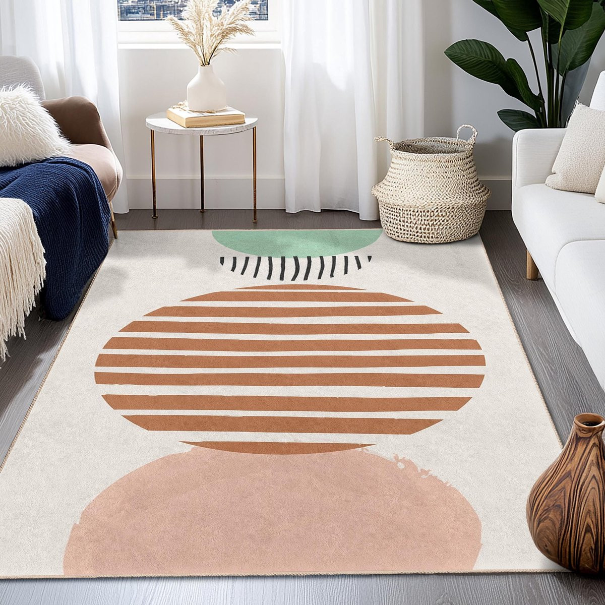 Modern Rechthoekig Gestreept Vloerkleed voor Woonkamer, Slaapkamer, Keuken of Hal