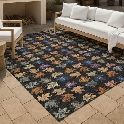 Addison Rugs Machine Washable Indoor/ Outdoor Modern Frogs Chantille Rug