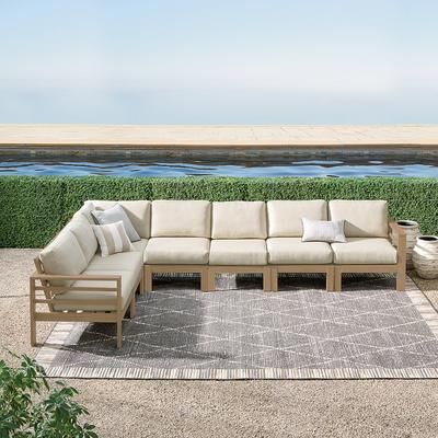 Napa Modular Outdoor Seating - Pre-Configured, 5 Piece Sectional, Umber/Tan/5 Piece Sectional - Grandin Road