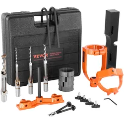 VEVOR Stemmvorsatz für Bohrmaschine, 4 Modellbohrer, Vierkantlochmeißel-Set, Tischbohrer-Positionierungsset, Stemm- und Zapfenwerkzeuge mit 5 Buchsen, für Holzbearbeitungs-Stemm-Zapfenbohrmaschine