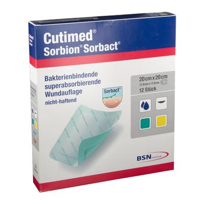 Cutimed Sorbion Sorbact Wundauflage 20x20 cm 12 St Kompressen