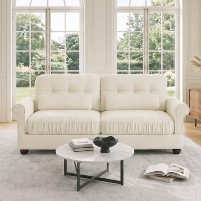 Unbranded "69.2"" Modular Chenille 2-Seater Sofa, Rolled Arms with Lumbar Pillows Loveseat"
