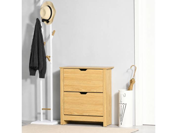 HOMCOM Meuble Chaussures Entrée 2 Portes 2 Compartiments