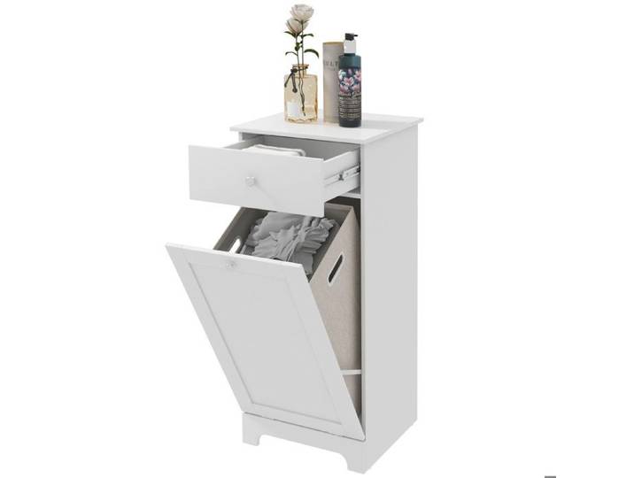 Meuble de salle de bain avec panier à linge meuble de rangement avec tiroir - 40L x 40l x 90 5H cm - blanc
