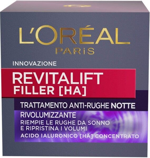 L'Oreal Filler Trattamento Anti-Rughe Notte Rivolumizzante 50ml.Acido Ialuronico Concentrato