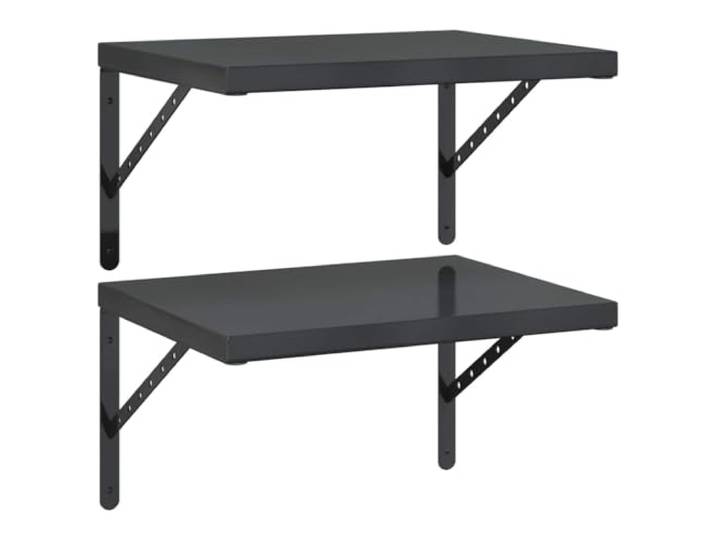 LASWWQMRF Wandregal Set 2 STK 50x40cm Schwarz Edelstahl Schweberegal Belastbares 2er Set Wandboard aus beschichtetem Edelstahl für Wohnzimmer und Schlafzimmer mit kompletten Montageset.