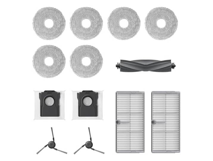 Dreame Kit d'accessoires pour robot X40 Ultra et X40 Ultra complet comprenant 6x chiffons (3 paires)\, 2x filtres\, 2 sacs à poussière\, 2x brosses latérales\, 1x brosse principale