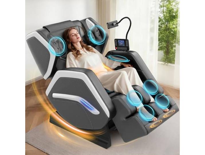 NAGLIFOR Massagesessel,Ganzkörper-Massagestuhl, 14 Massagerollen Rücken- und Beinheizung, Fußmassage, 8 Airbags, Bluetooth-Lautsprecher, Touch-Fernbedienung für Familie und Freunde