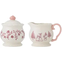 Bloomingville Wonderland Milchkännchen & Zuckerdose Rose 2er-Set, Set: Ø 9 x H 9 / Ø 9 x H 13 cm